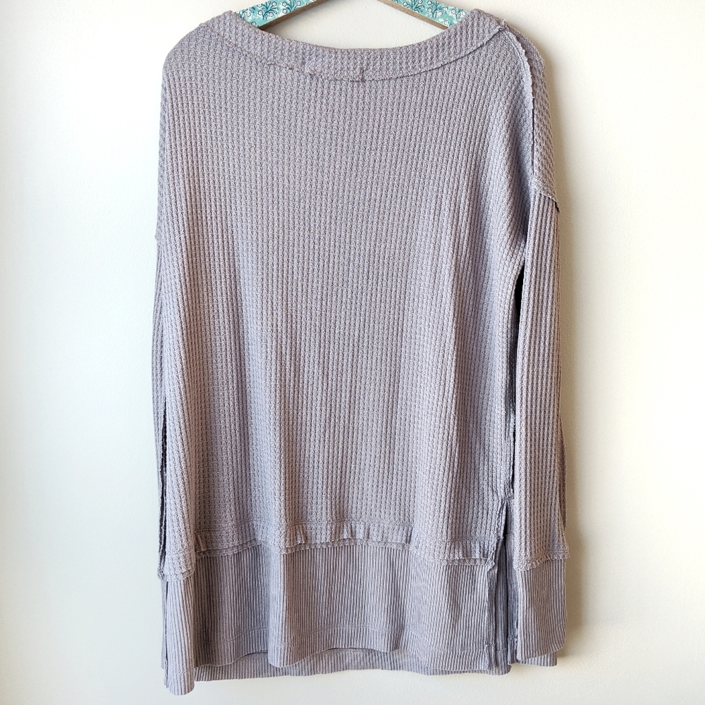 Free People North Shore Thermal Long Sleeve Gray - Picture 4 of 8